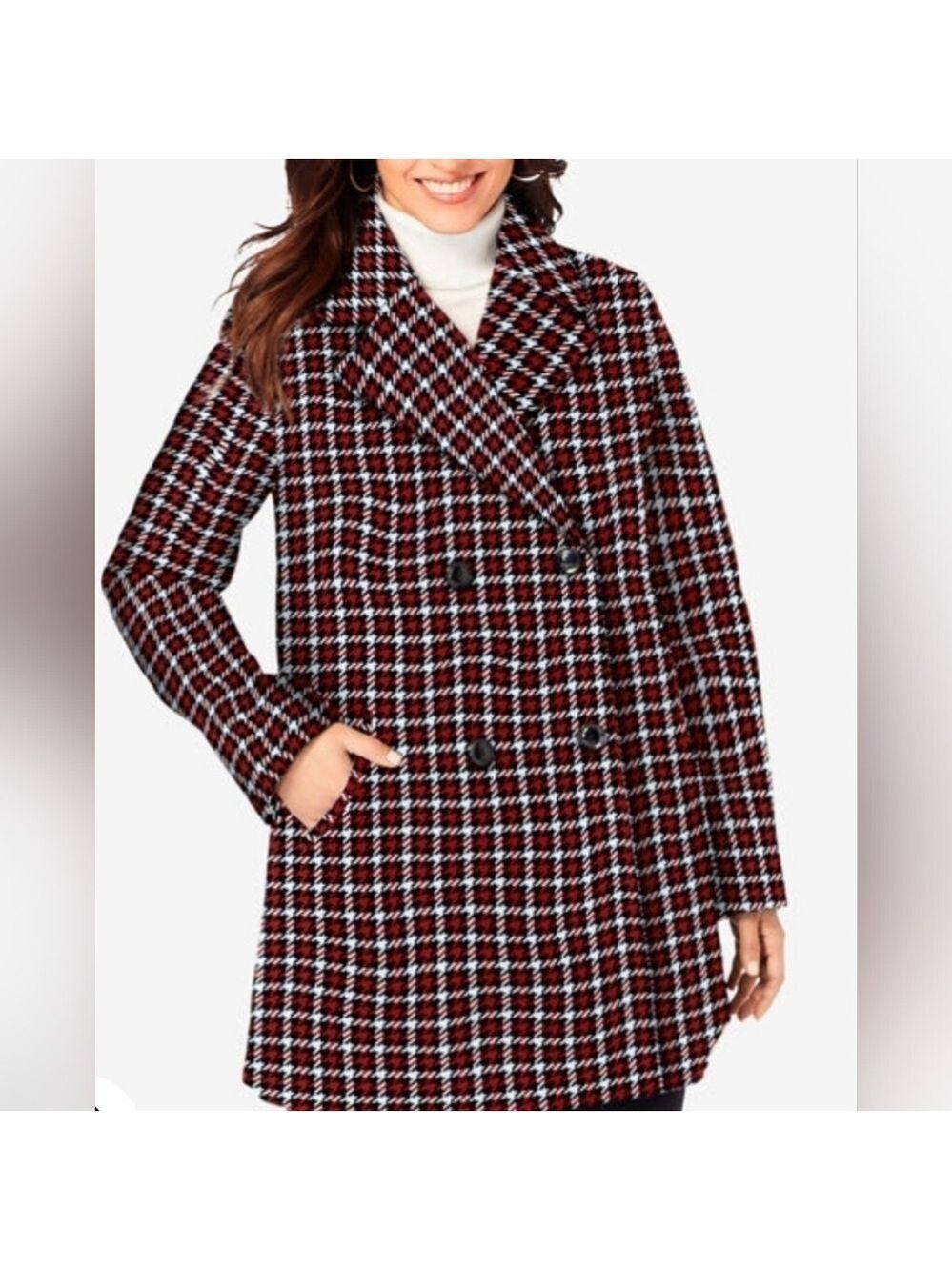 Jessica London A-Line Plaid Peacoat Size 30W New Without Tags